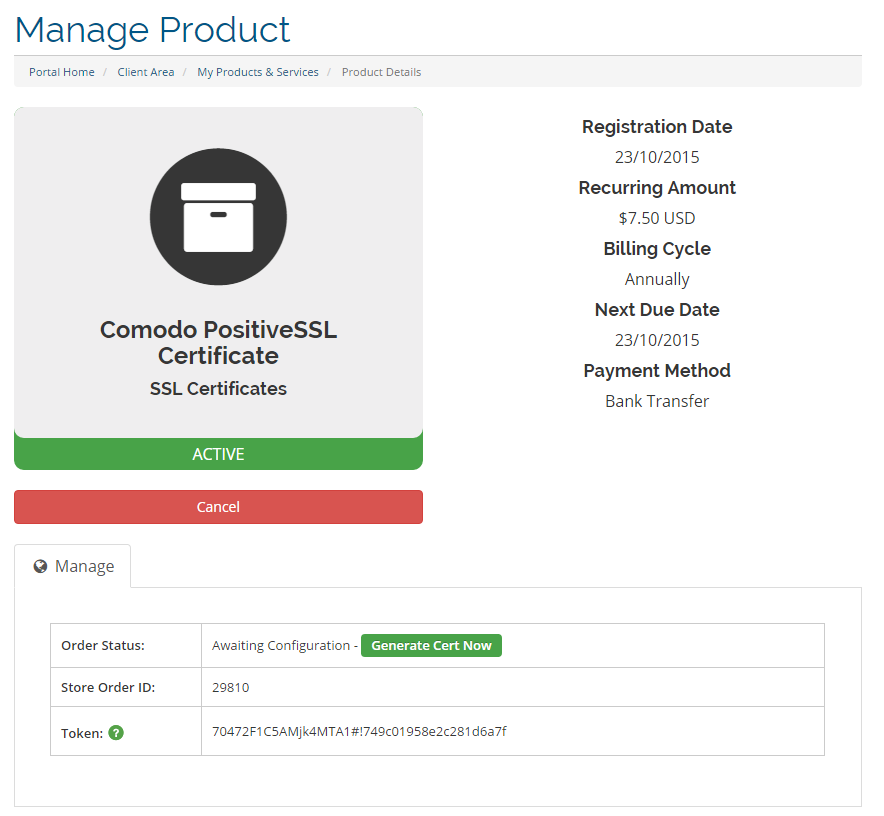 The SSL Store™ WHMCS module