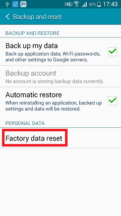 Backup and Reset Android Device