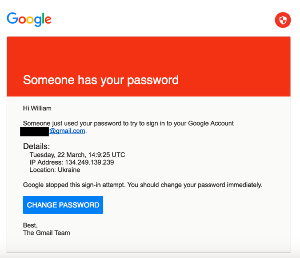 Google spear phishing email example