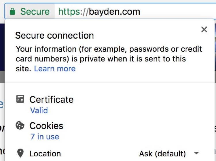 view certificate details in Chrome