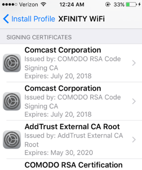 trust manually installed root certificates in iOS