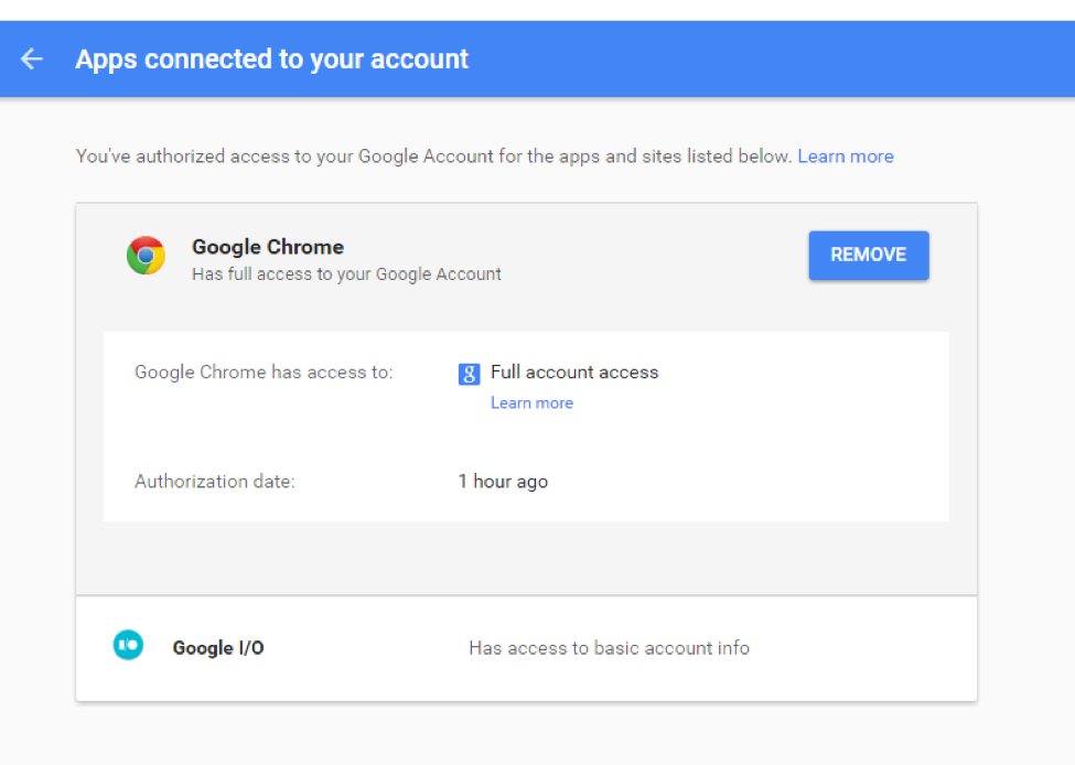 google oauth permissions