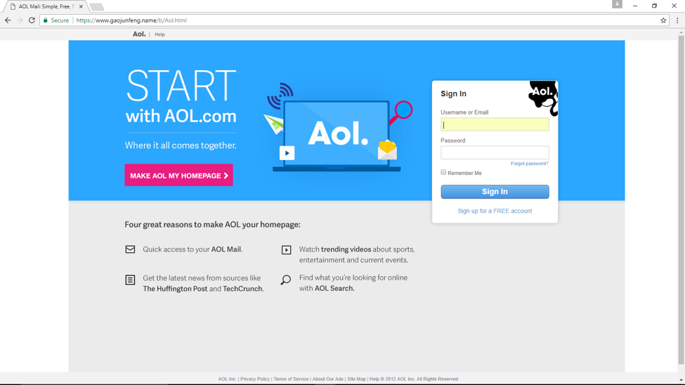 AOL HTTPS Phishing Website