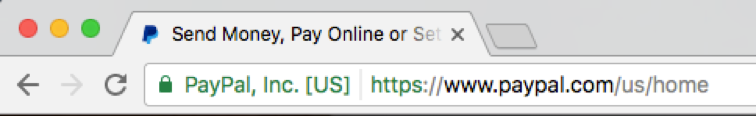 EV Green Address Bar on PayPal.com