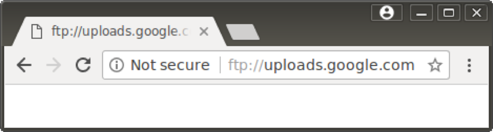 Google Chromec 63 FTP "Not Secure" warning