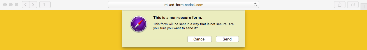Apple Insecure Form warning