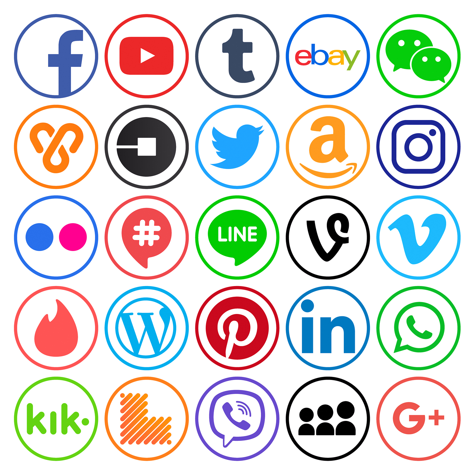 Logos for popular web platforms
