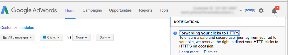 Google AdWords Now Redirects URLs to HTTPS Automatically