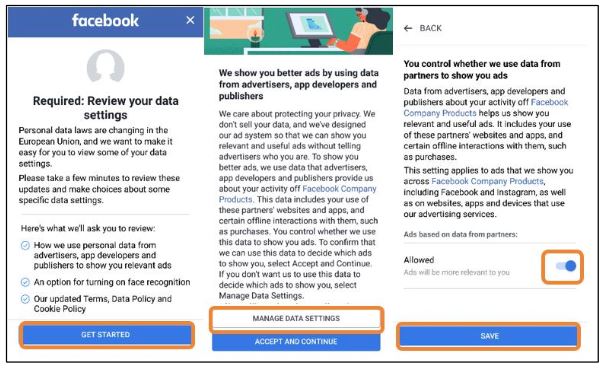 Facebook GDPR privacy settings