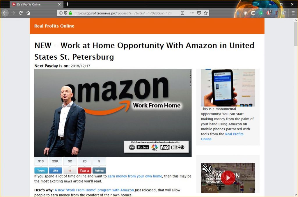 Anatomy of a Scam: Work from home for Amazon