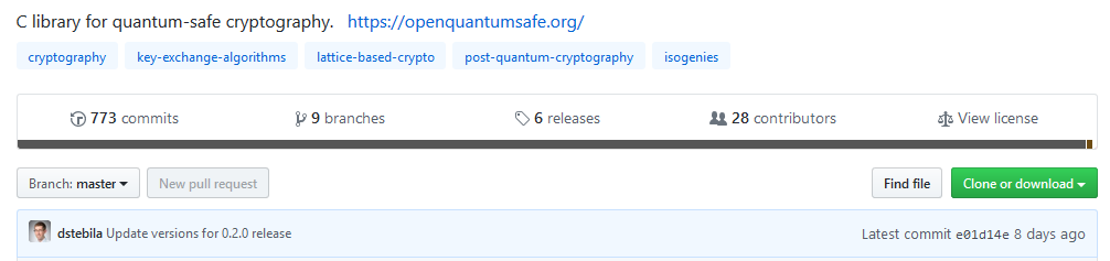 C library for quantum safe cryptography