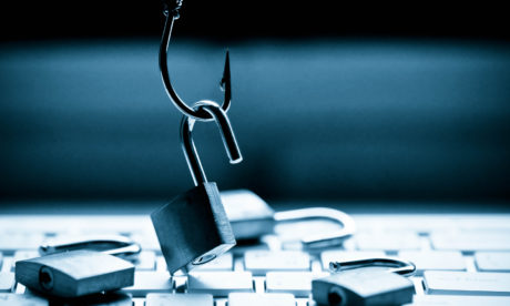 Graphic represents an email phishing scam