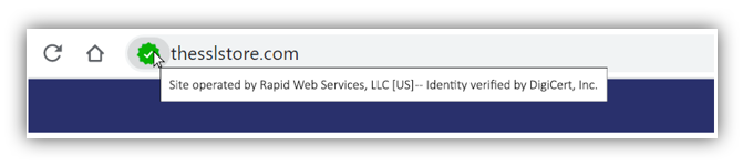 Graphic: Example of how a verified website status could look in a browser