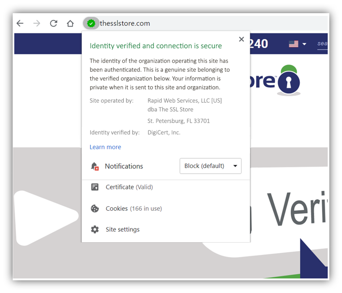 Graphic: An example of how a verified website can assert identity with an SSL/TLS certificate