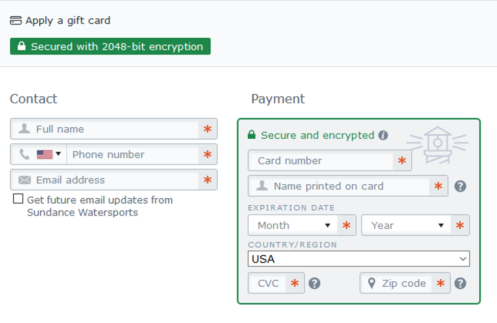 Credit card design checkout example