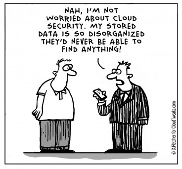 SOC 2 compliance graphic that's a comic from CloudTweaks about cloud security and data storage