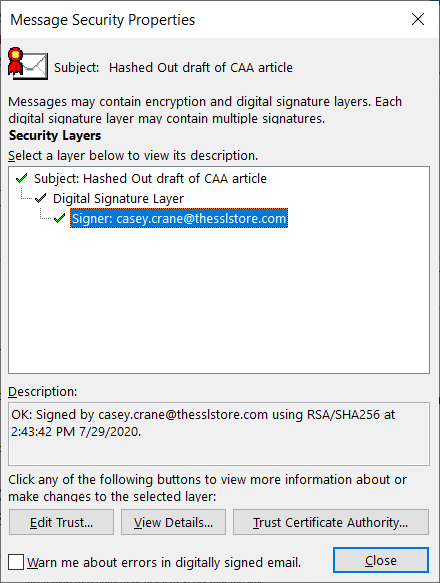 A breakdown of the security layers of a digital signature