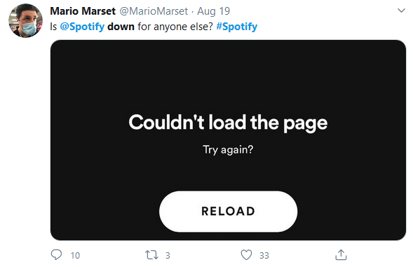 Twitter: is Spotify down for anyone else