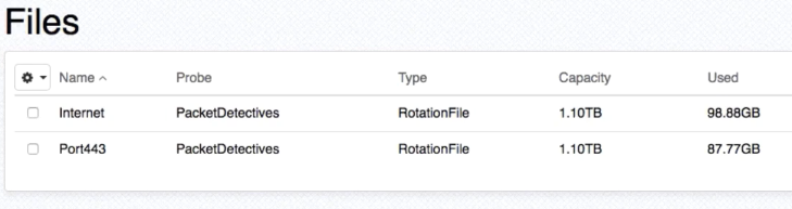 Screenshot of files using EndaceProbe