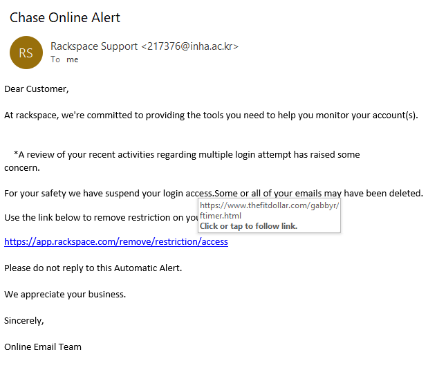 Screenshot of a Chase online phishing email that uses HTTPs phishing