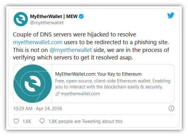 MyEtherWallet DNS attacks