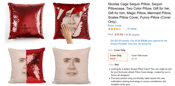 Nicolas cage example on amazon.com