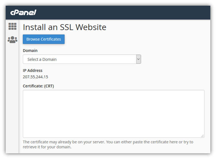 Install an SSL certificate in cPanel