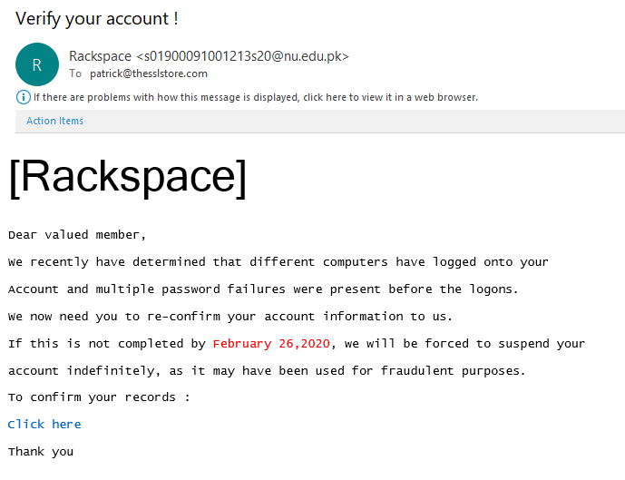 another in our list of rackspace phishing email examples