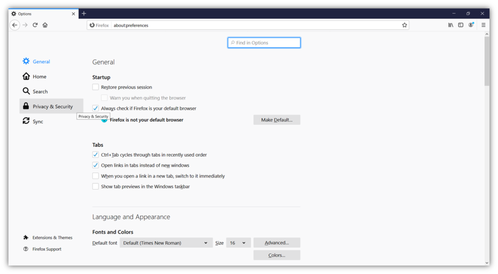 Hình ảnh thứ hai của quá trình cho thấy cách bật Chế độ chỉ HTTPS của Firefox 83