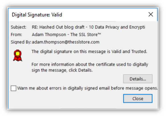 Emailed signed by a valid digital signature to assert digital identity