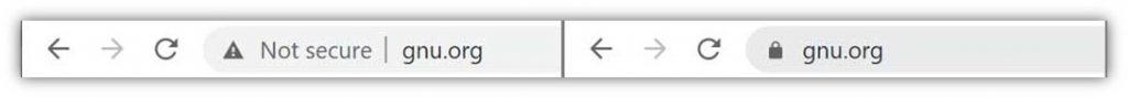 Another side-by-side comparison of URLs (gnu.org) that were typed without and with specified schemes