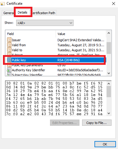 code signing properties