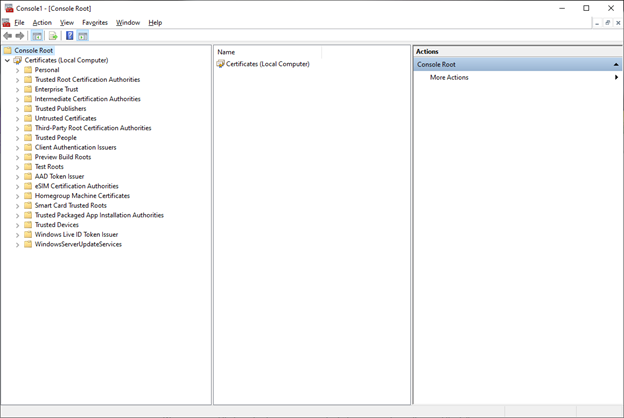 configuring MMC to remove certificates from windows 10