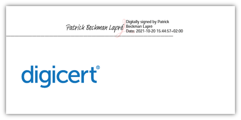 An example digital signature on a PDF from DigiCert