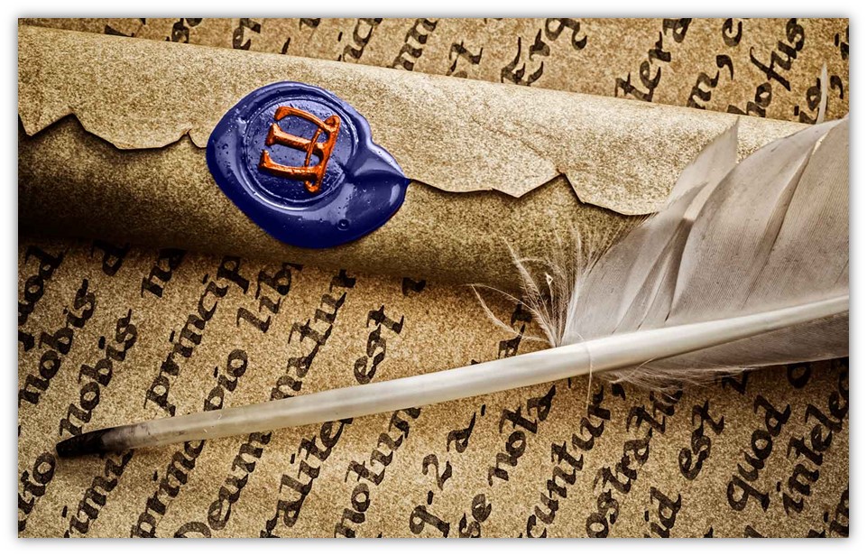 A stock image that shows a wax seal on an old fashioned handwritten message
