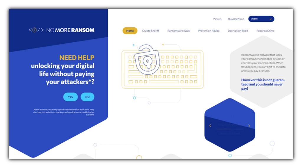 Ransomware statistics graphic: A screenshot from the NoMoreRansom.org website.