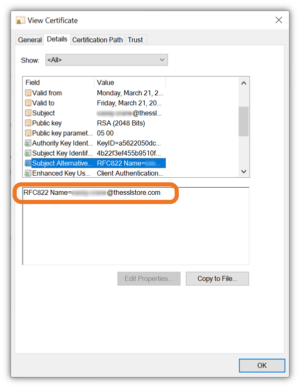 A screenshot of an S/MIME email signing and encryption certificate that shows the certificate is in compliance with the new CA/B Forum S/MIME Baseline Requirements that are set to go into effect Sept. 1, 2023.