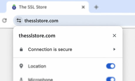 Feature image: an example of how the tune icon replacement for the padlock icon will look in Chrome. Original image from Chromium.org that was updated to include information from TheSSLstore.com for this example.