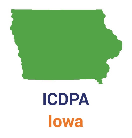 An illustration of the state of Iowa that lists the ICDPA law