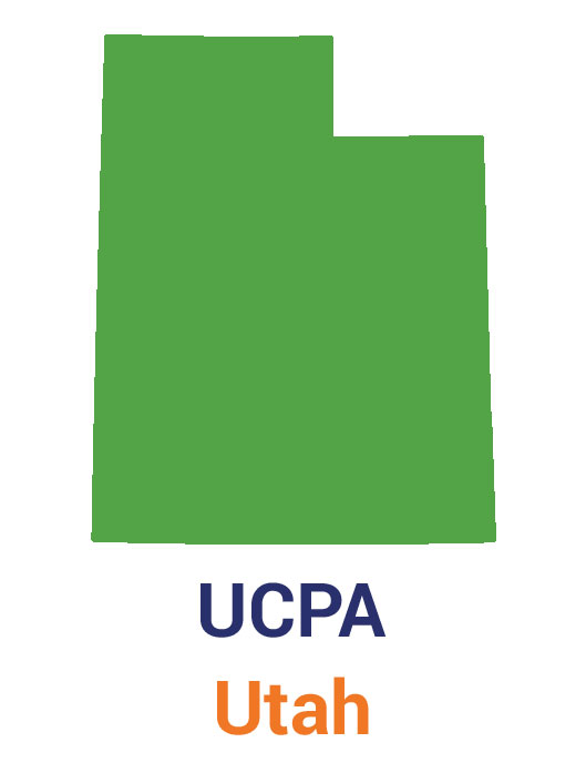 An illustration of the state of Utah that lists the UCPA law