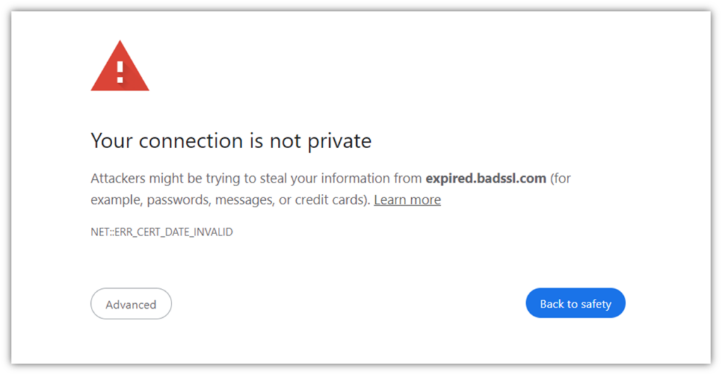 How do I make my website secure graphic: "Your connection is not private" Chrome warning