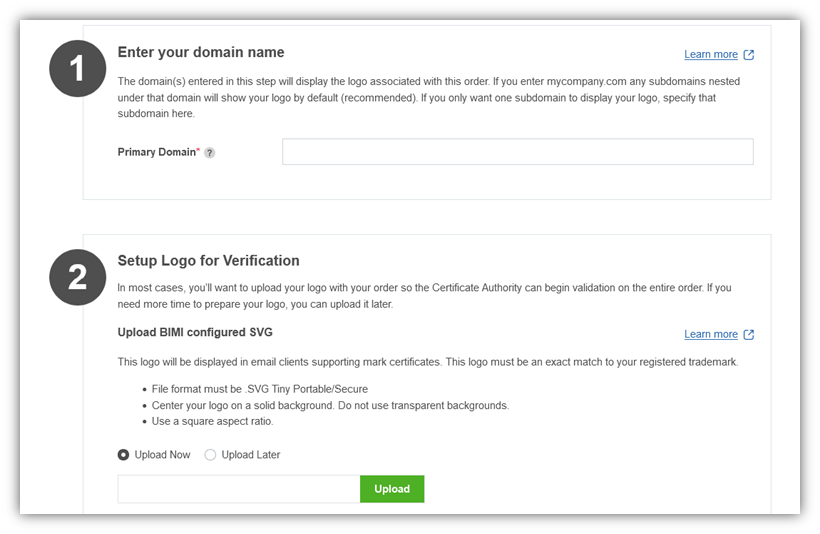 A screenshot from the CMC enrollment page that shows where to upload your logo