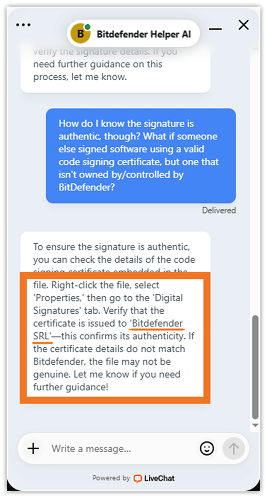 An example of how to perform a signature verification in the sense of ensuring the signer's name and info match what's listed on the certificate.