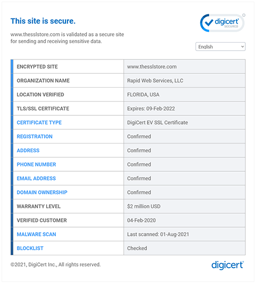 Digicert Identity & Security Details