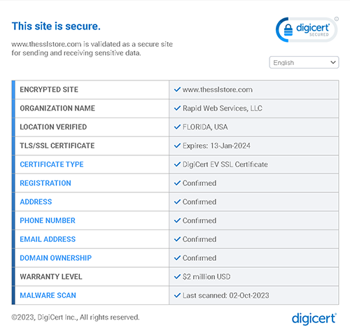 Digicert Identity & Security Details
