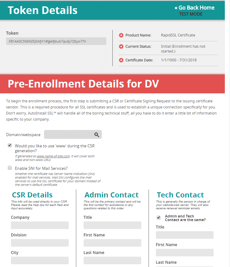 Pre-Enrollment Details