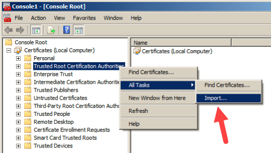Import Root Certificate