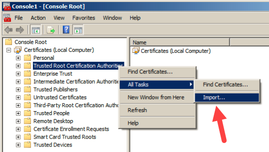 Microsoft root certificate authority. Root консоль. Trusted root Certification Authorities. Импорт шаблона корень консоли. Root to Trust аналог на русском.