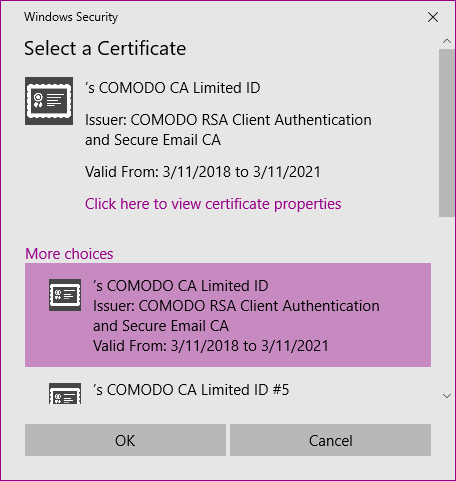 Select a Certificate