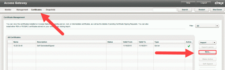 Citrix Access Gateway Management Console